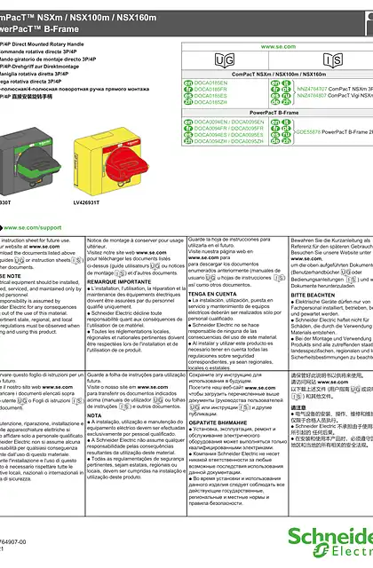 schneider施耐德ComPacT NSXm _ PowerPacT B-Frame - 3P_4P 直接安装旋转手柄 - 说明页